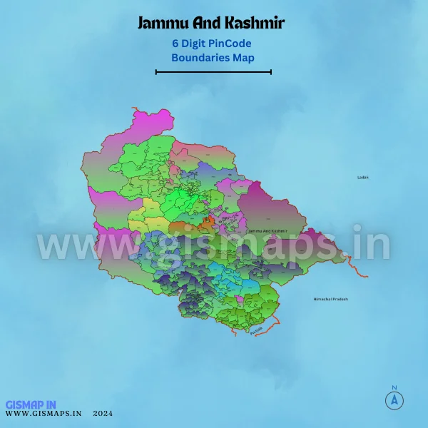 Jammu And Kashmir 6 Digit Pincode Boundaries Map